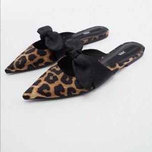 Zara mule with bow in leopard print